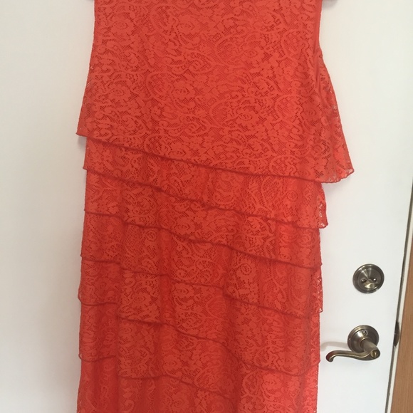 Brillant Orange Lined Lace Layered Dress from Macy - Picture 4 of 4
